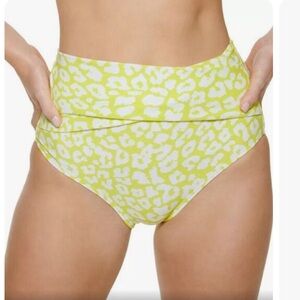 Calvin Klein Large High Waist Wrap Leopard Neon Bikini Bottoms NWT